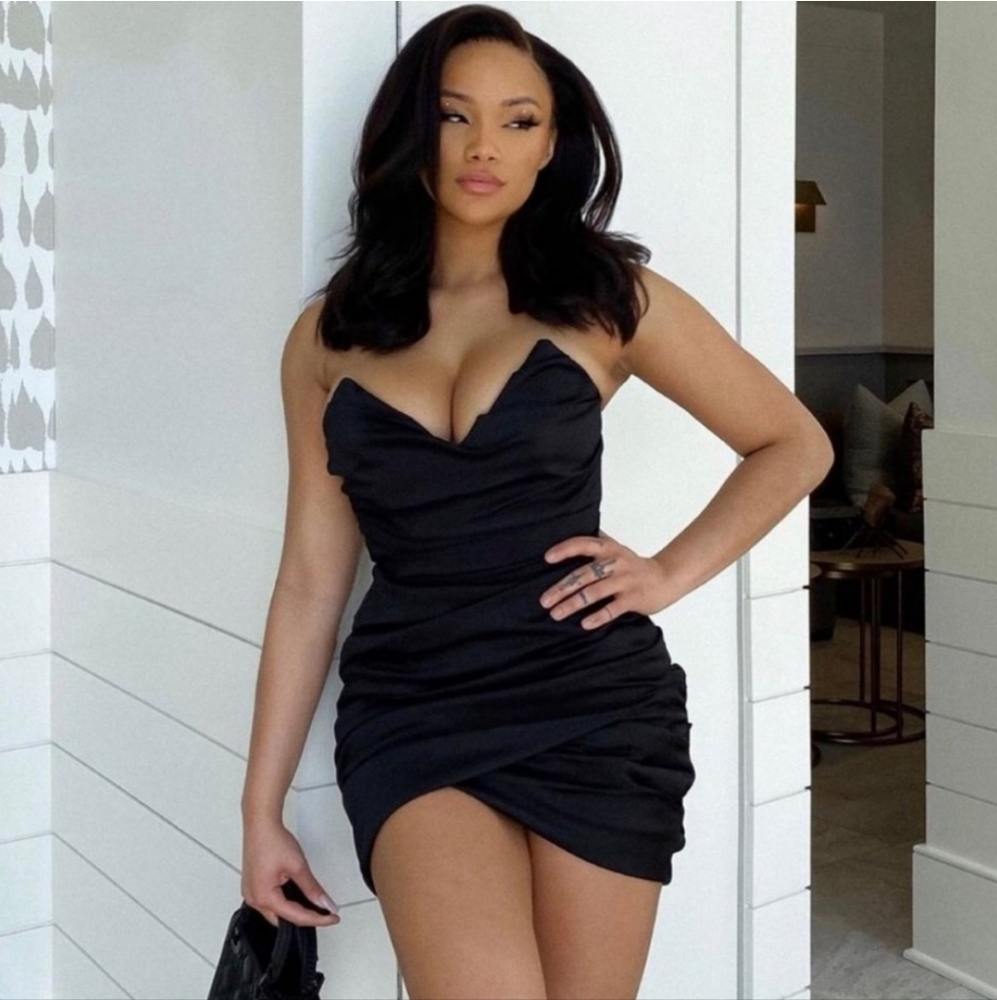 Emmanuela black mini corset dress